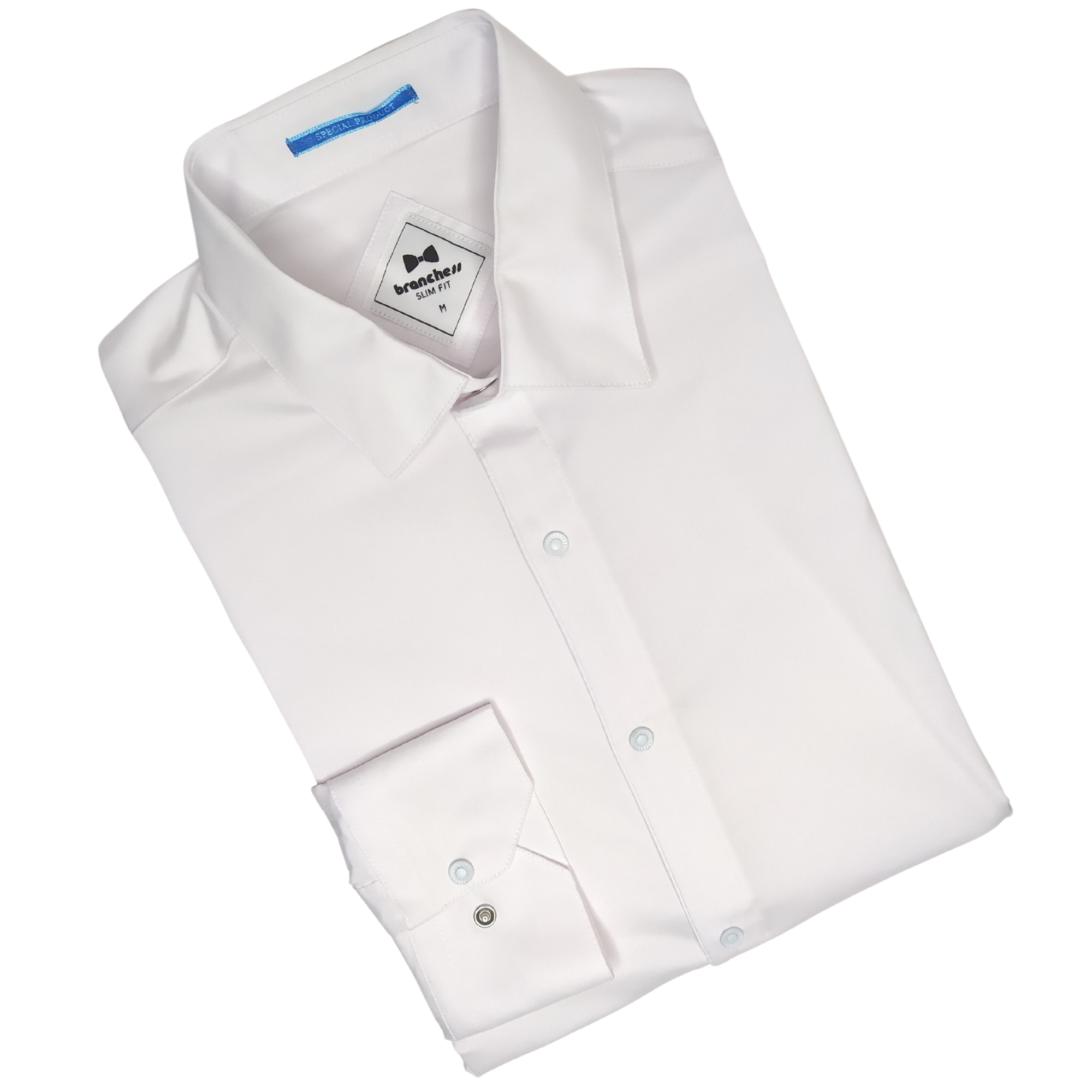 wallpaper controller Feasibility Balts krekls ar baltām spiedpogām Slim fit - BRANCHESS